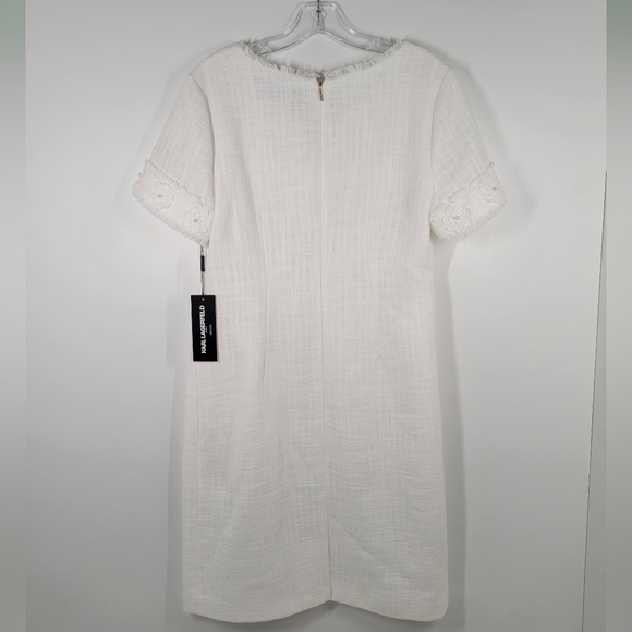 Karl Lagerfeld Cream Textured Midi Dress - Picture 4 of 5